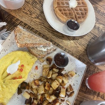 First Watch - the works omelet and belgian waffle - Breakfast & Brunch Near Me - North Miami Beach, Florida First Watch - the works omelet and belgian waffle - Breakfast & Brunch Near Me - North Miami Beach, Florida