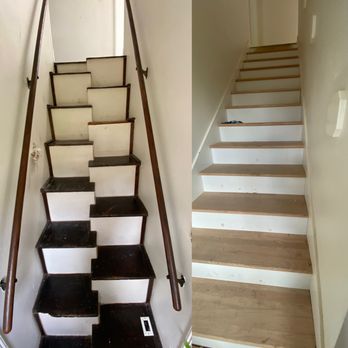 Good Company Construction - Left: Original staircase Right: New staircase - General Contractors Near Me