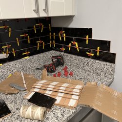 George's Son Painting & Home Improvement - Work in Progress for Kitchen Backsplash Subway Tiles