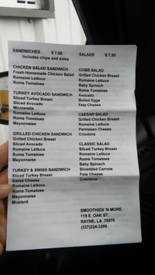 Menu photo 1 Smoothies 'n More Rayne, LA