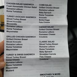 Smoothies 'n More - Salad/sandwich menu