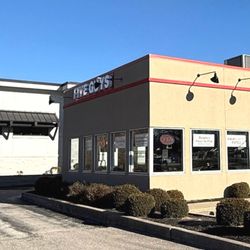 Five Guys - Exterior photograph of the Five Guys restaurant at 1199 South College Mall Road in Bloomington, Indiana.