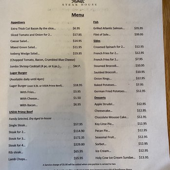 Peter Luger - Menu - Steakhouses Near Me - Brooklyn, New York Peter Luger - Menu - Steakhouses Near Me - Brooklyn, New York