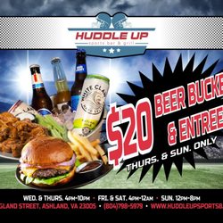 Huddle Up Sports Bar & Grill - Saturday Special - $20 Beer Bucket & Entree