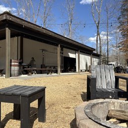 Outdoor seating with views of the brewery Outdoor seating with views of the brewery
