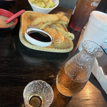 Mizu - Plum wine w/Shrimp Tempura app - Sushi Bars Near Me - Clarksville, Tennessee