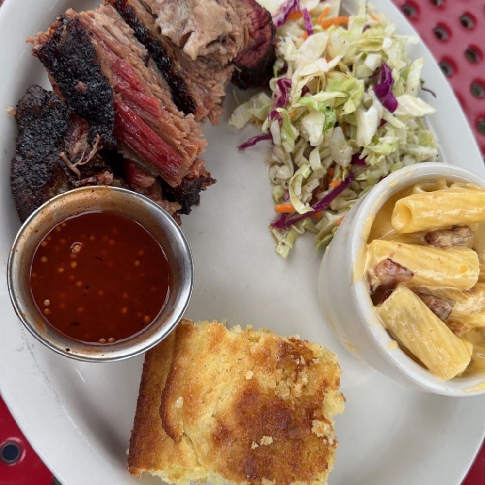 Avery Brewing - Brisket plate with Mac, slaw, and cornbread - Breweries Near Me - Boulder, Colorado