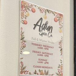 Adun Spice Co. - Fall and Winter Hours
