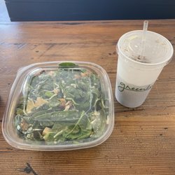 Greenline - Caesar salad w/ spinach, edamame, apples, cheese, and the best homemade croutons! Always my favorite lunch!