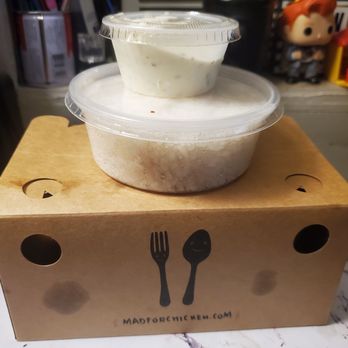 Mad For Chicken - My order neatly packed: ranch, rice, small 1/2 &1/2 - Chicken Wings Near Me - Brooklyn, New York