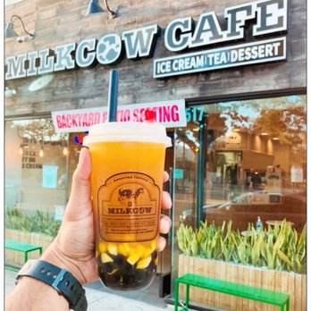 Sweet Cow Cafe - It has the potential to be great...Mango Green Tea w/ Agar Boba. #HandM0del #MilkCow - Ice Cream & Frozen Yogurt Near Me - Pasadena, California