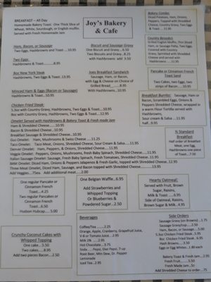 Menu photo 1 Joy's Sedro Woolley Bakery & Cafe Sedro Woolley, WA Menu photo 1 Joy's Sedro Woolley Bakery & Cafe Sedro Woolley, WA