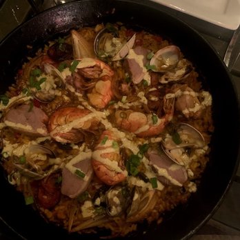 A'Town Bistro - Paella for one (it was for two, but we did not have big enough stomachs to order the "for two" size!) - New American Near Me - Anacortes, Washington A'Town Bistro - Paella for one (it was for two, but we did not have big enough stomachs to order the "for two" size!) - New American Near Me - Anacortes, Washington