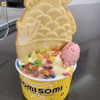 Somisomi - Peach and Milk with Fruity Pebbles - Ice Cream & Frozen Yogurt Near Me - Tukwila, Washington Somisomi - Peach and Milk with Fruity Pebbles - Ice Cream & Frozen Yogurt Near Me - Tukwila, Washington