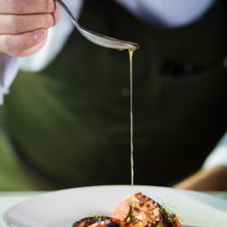 Top of The V - Finishing touches from the kitchen. Bold flavors, thoughtful plating, and Spanish-inspired technique.