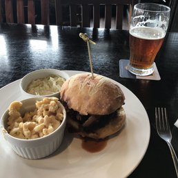 Brisket on a bun,Mac and cheese, and coleslaw just so so! Brisket on a bun,Mac and cheese, and coleslaw just so so!