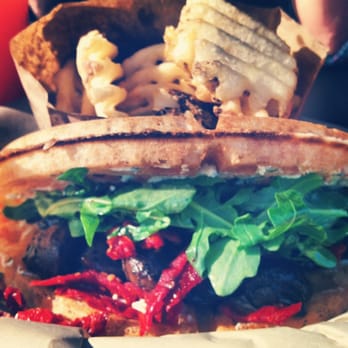 Bruxie - Goat cheese and mushroom waffle with waffle fries - Breakfast & Brunch Near Me - Brea, California
