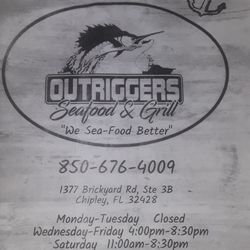 Outriggers Seafood and Grill - Menu front 3/8/25