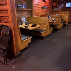 Empty seating, with a long wait