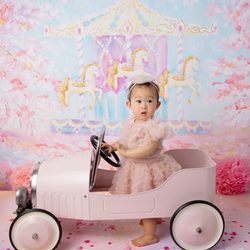 Tazetta Photography - Little pink car studio session for little girl.