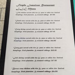 Floyds Jamaican Jerk Chicken - Floyd's Jamaican Restaurant menu, side 1