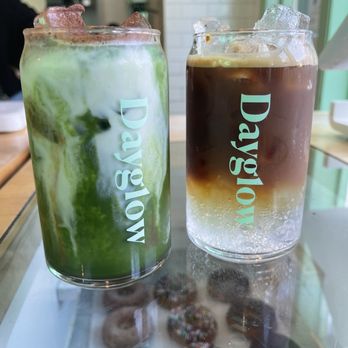 Dayglow - Matcha on left, tonic and espresso on right - Coffee & Tea Near Me - West Hollywood, California