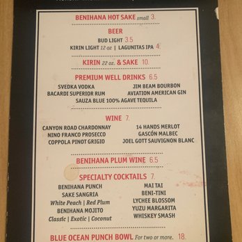 Benihana - Chandler - Happy Hour Menu - Sushi Bars Near Me - Chandler, Arizona