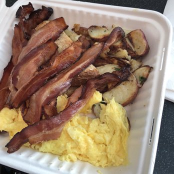 Wolfgang Puck Express - American breakfast with extra side of bacon. Grab some butter packets after you receive your order. - New American Near Me - Chicago, Illinois Wolfgang Puck Express - American breakfast with extra side of bacon. Grab some butter packets after you receive your order. - New American Near Me - Chicago, Illinois