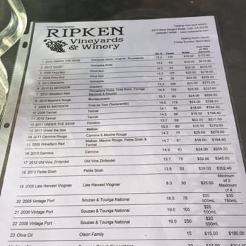 Ripken Vineyards & Winery - Tasting menu - Wineries Near Me - Lodi, California Ripken Vineyards & Winery - Tasting menu - Wineries Near Me - Lodi, California