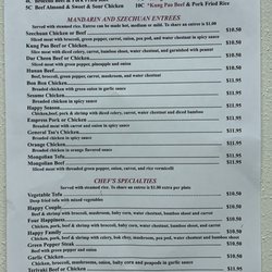 China Hut - Dinner menu