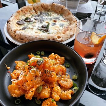 The Exchange - Mushroom pizza and crispy shrimp - American Near Me - Lancaster, Pennsylvania The Exchange - Mushroom pizza and crispy shrimp - American Near Me - Lancaster, Pennsylvania