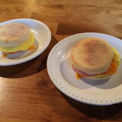 Meet on Higher Ground Coffee House - Breakfast sandwich with ham. Mmmm