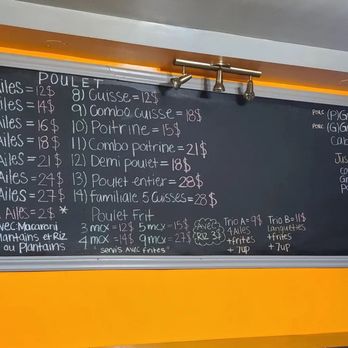 Restaurant Petit Sud - a menu on a blackboard - Haitian Near Me - Montreal, Quebec Restaurant Petit Sud - a menu on a blackboard - Haitian Near Me - Montreal, Quebec