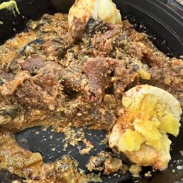 Pounded Yam (Fufu) Goat (Egusi) side note the goat is gamey Pounded Yam (Fufu) Goat (Egusi) side note the goat is gamey