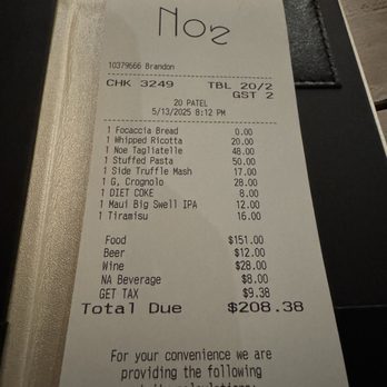 Noe - Receipt? - Italian Near Me - Kapolei, Hawaii