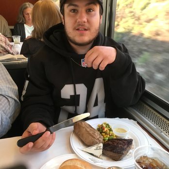 Amtrak Coast Starlight - Fletch and I both had the Amtrak Steak. Very good. - Trains Near Me - Los Angeles, California