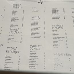 Drink menu as of 10/2026.