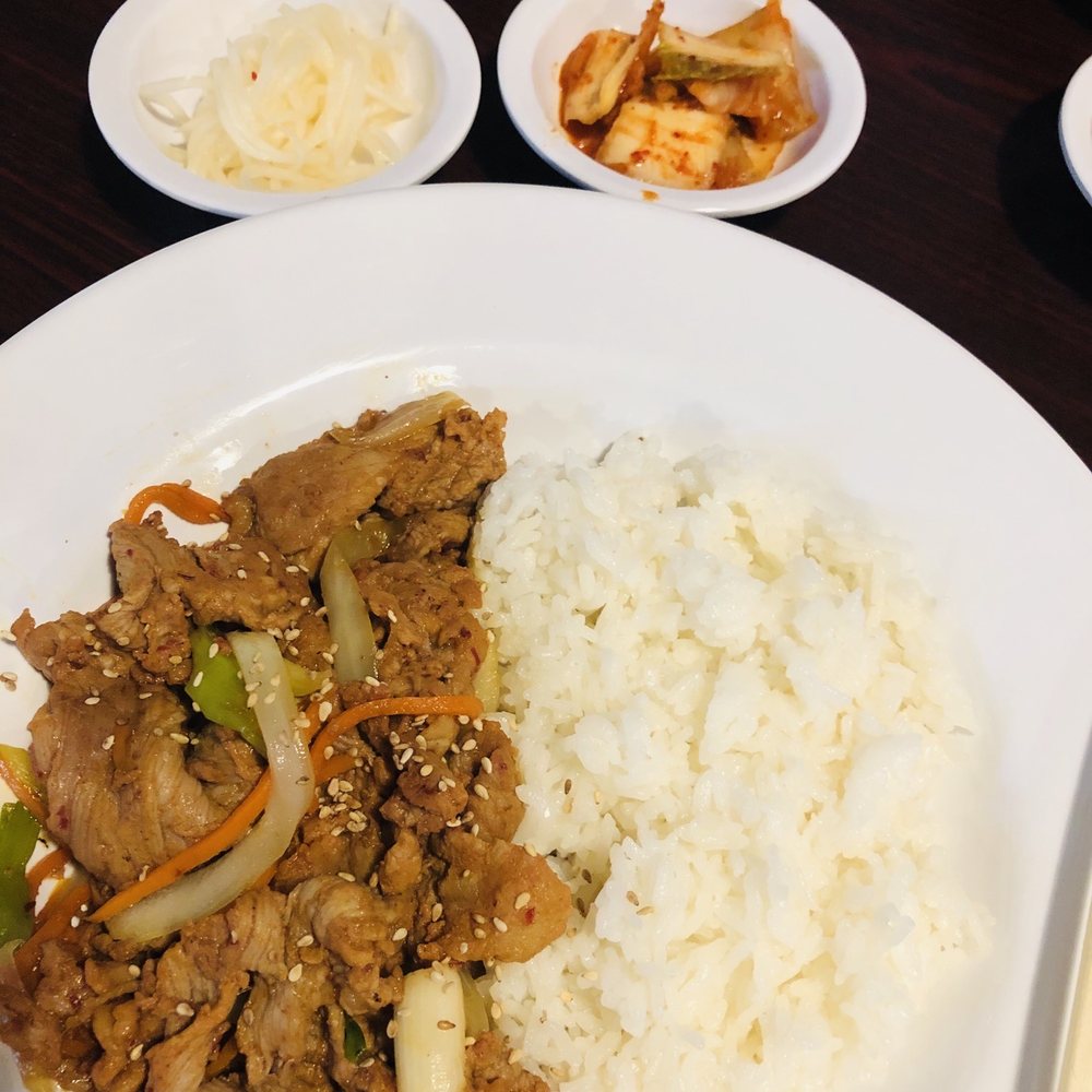 Seoul Red Barn - Pork bulgogi. Came with Kim chi and pickle radish. Good. - Korean Near Me - Panama City, Florida Seoul Red Barn - Pork bulgogi. Came with Kim chi and pickle radish. Good. - Korean Near Me - Panama City, Florida