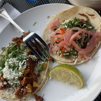 Sancho - Al Pastor (left), and Barbcoa (right) tacos - Tacos Near Me - Breckenridge, Colorado Sancho - Al Pastor (left), and Barbcoa (right) tacos - Tacos Near Me - Breckenridge, Colorado