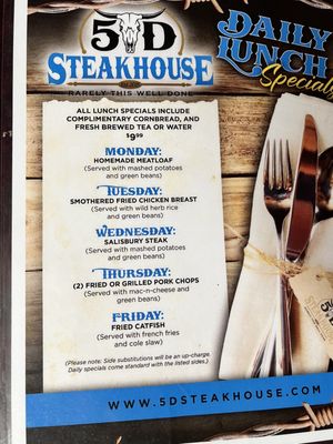 Menu photo 1 5D Grill & Lounge Carrizo Springs, TX Menu photo 1 5D Grill & Lounge Carrizo Springs, TX