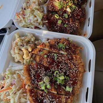 Ai Pono Cafe - IG - @socaleatss (chicken katsu plate & dirty lickin' korean chicken plate) - Asian Fusion Near Me - Costa Mesa, California