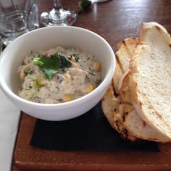 The Cove - Bruschetta (self-assembly) smoked salmon, crab, corn.