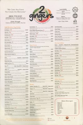 Menu photo 1 2Gingers Columbia, SC Menu photo 1 2Gingers Columbia, SC