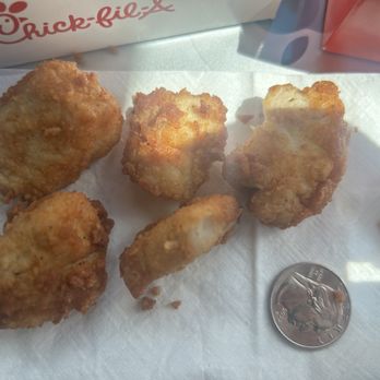 Chick-fil-A - The left is from the white box, the right is from the Red box. I stood one up on its side to show how FLAT they were! (#RippedOff) - Fast Food Near Me - Ennis, Texas