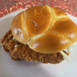 Wendy's - New spicy chicken sandwich. Nice overhang out of the bun