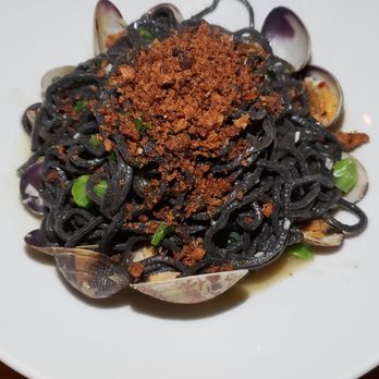 Ask For Luigi - Spaghetti Nero with clams - Italian Near Me - Vancouver, British Columbia Ask For Luigi - Spaghetti Nero with clams - Italian Near Me - Vancouver, British Columbia