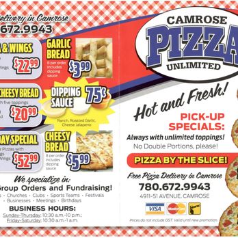 Camrose Pizza Unlimited - a menu for pizza - Pizza Near Me - Camrose, Alberta Camrose Pizza Unlimited - a menu for pizza - Pizza Near Me - Camrose, Alberta