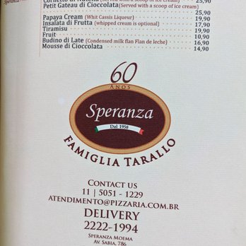Speranza - Speranza 09/01/19: English Menu 4 of 4 - Pizza Near Me - São Paulo, SP