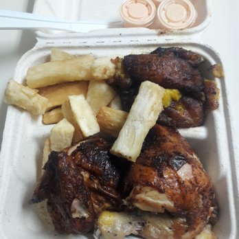Crisp and Juicy - Half chicken platter with fried Yuca and fried plantains - Latin American Near Me - Gaithersburg, Maryland