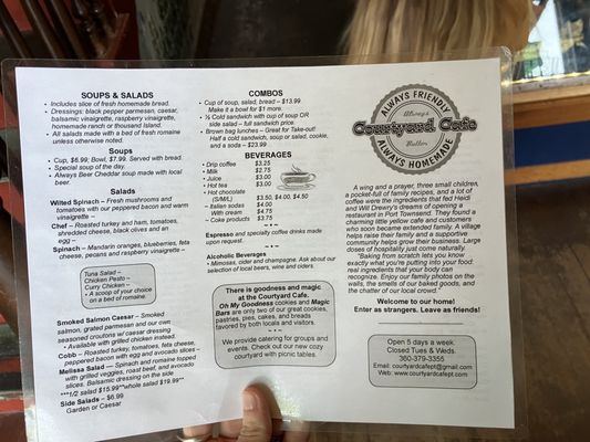 Menu photo 1 The Courtyard Cafe Port Townsend, WA Menu photo 1 The Courtyard Cafe Port Townsend, WA